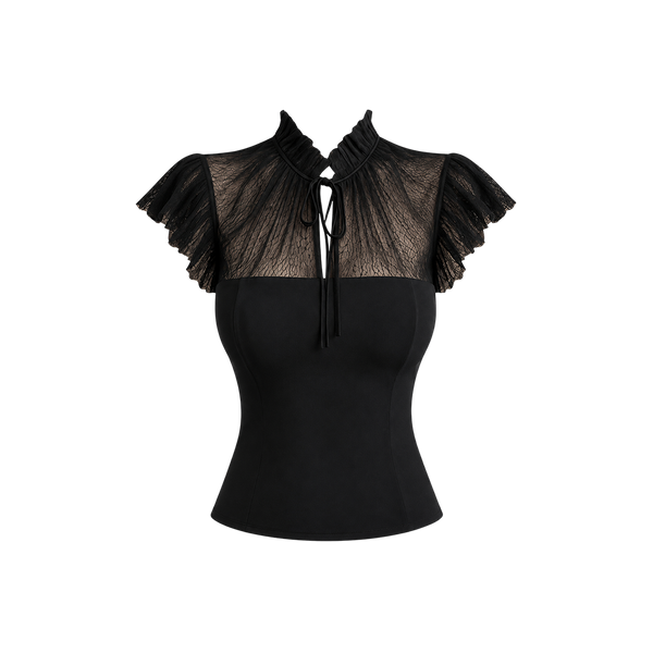 Elara Voss Seraphine Black Lace Top