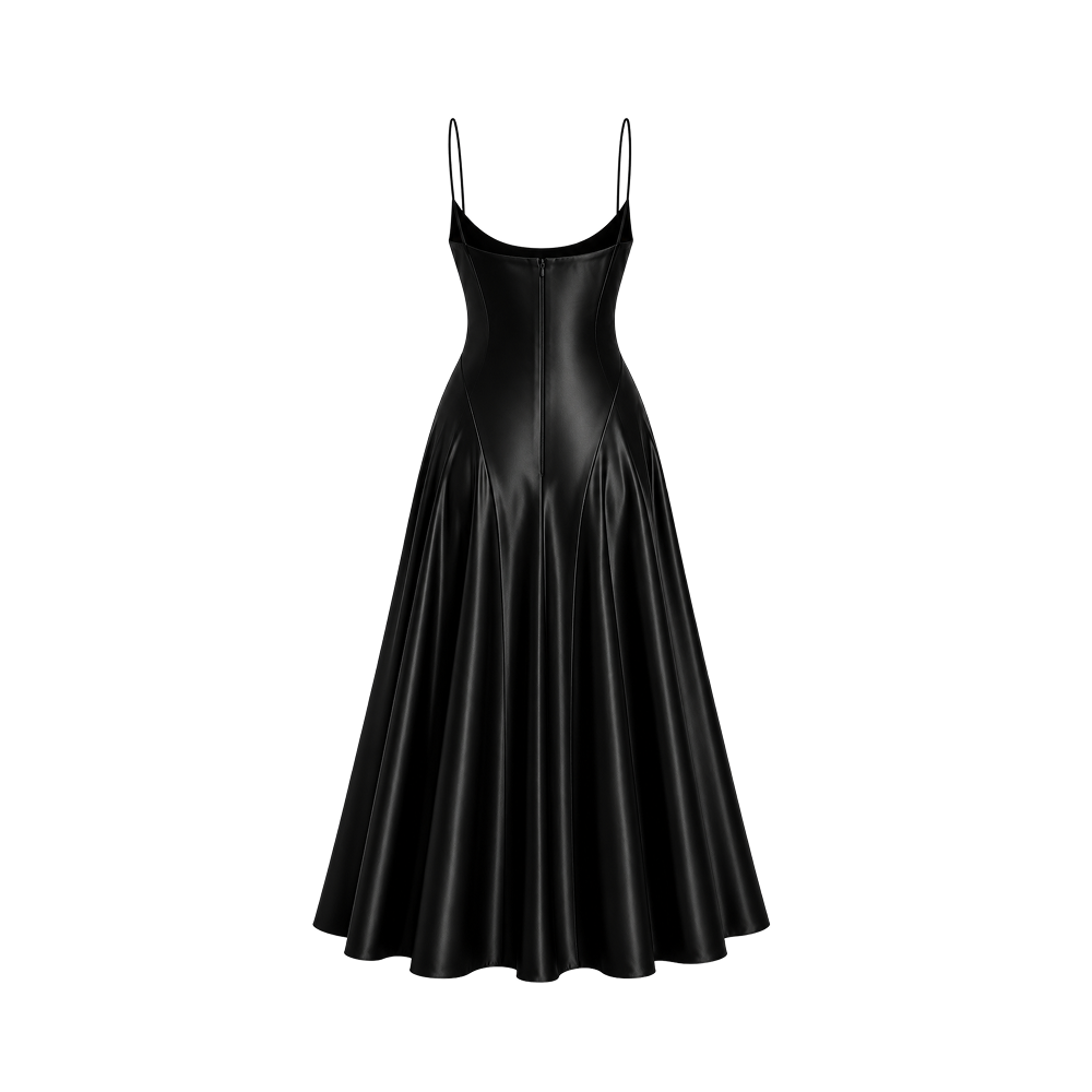 Elara Voss Sienne Noir Satin Maxi Dress