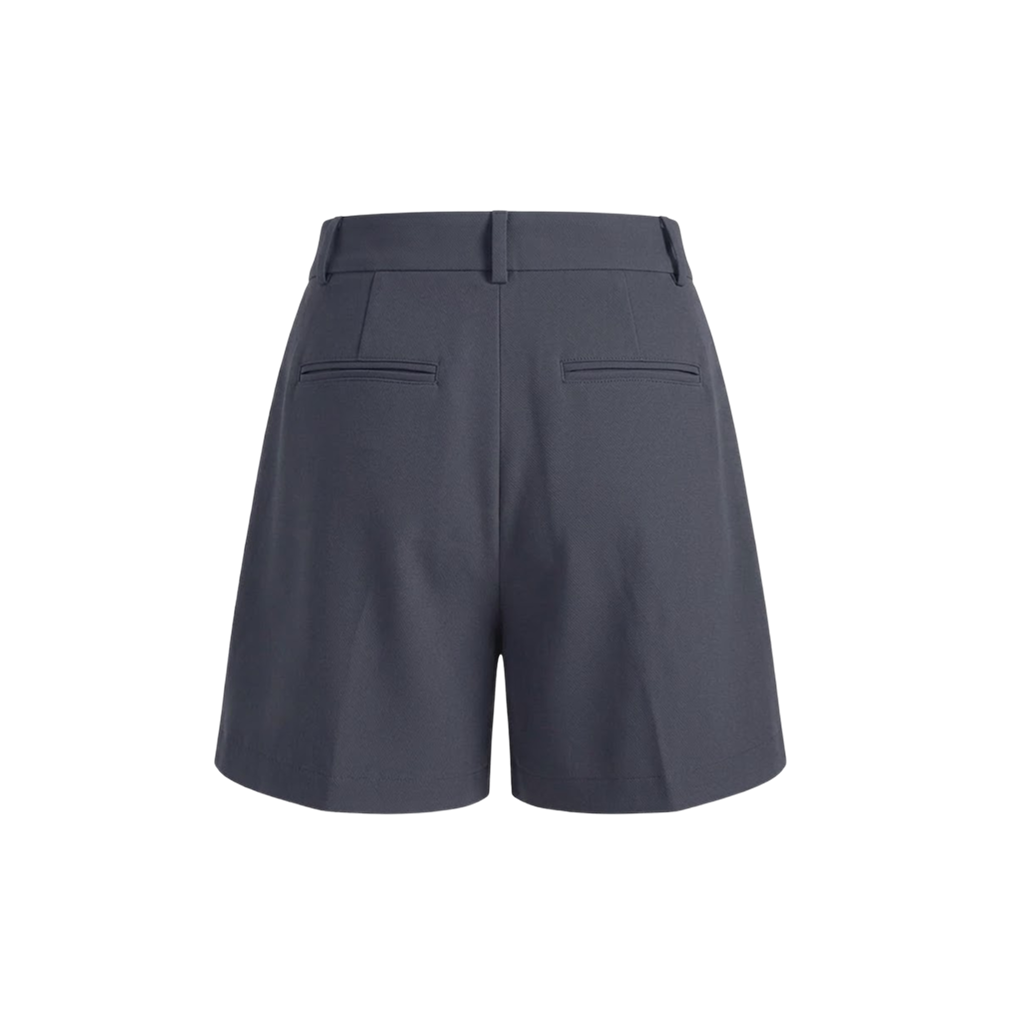 Elara Voss Slate Pleated Tailored Shorts