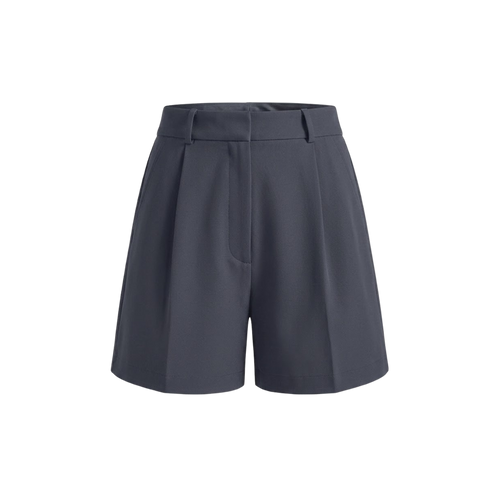 Elara Voss Slate Pleated Tailored Shorts