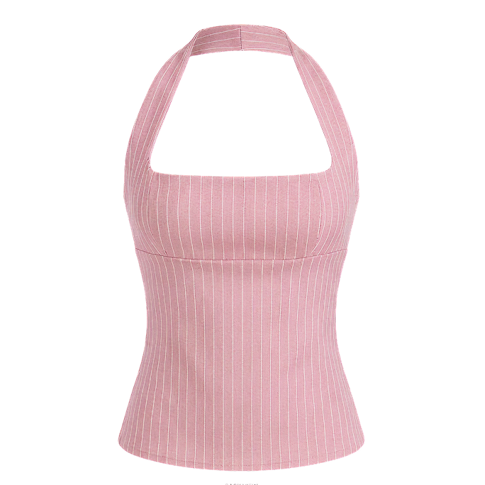 Elara Voss Structured Pinstripe Blush Top