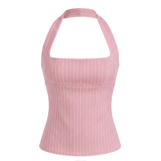 Elara Voss Structured Pinstripe Blush Top
