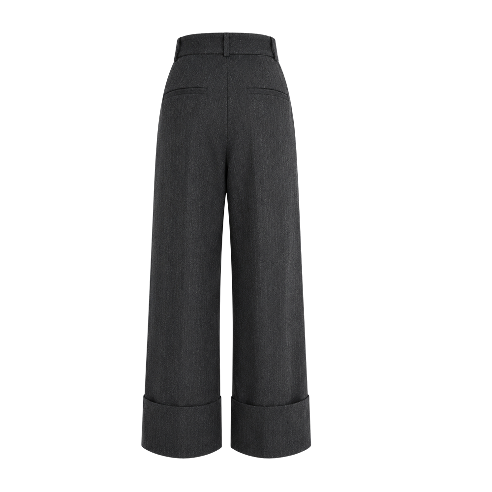 Elara Voss Valence Charcoal Wide-Leg Trousers