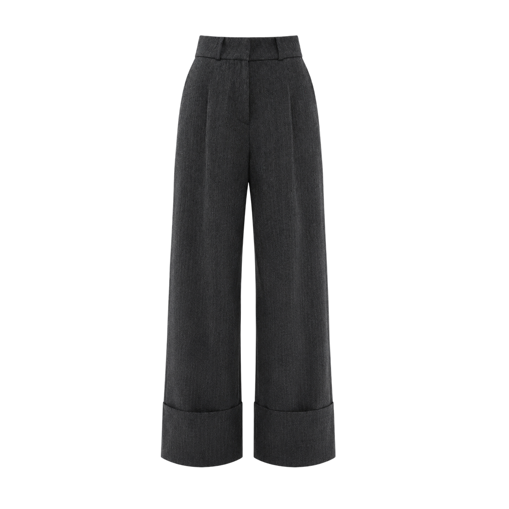 Elara Voss Valence Charcoal Wide-Leg Trousers
