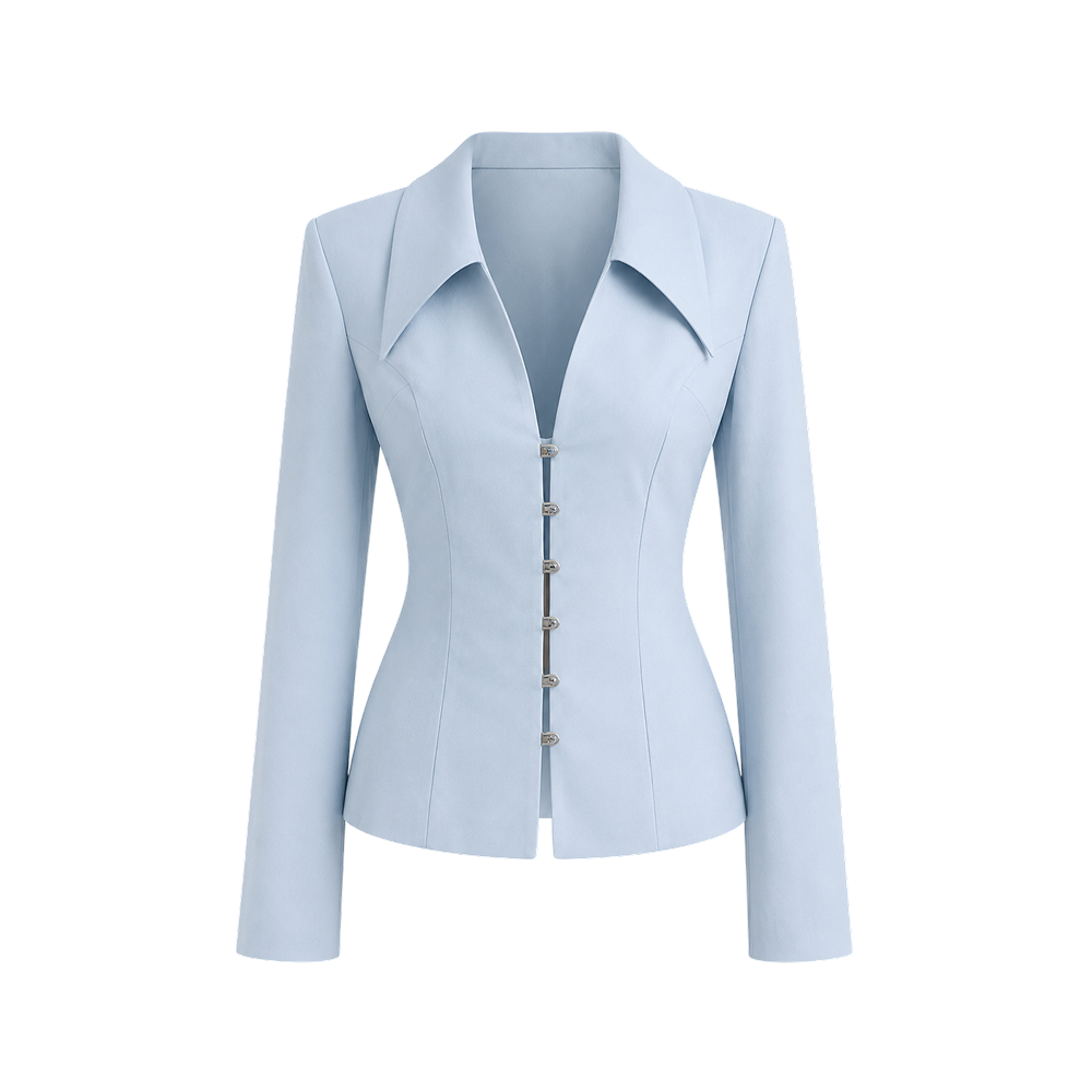 Elara Voss Valentina Powder Blue Tailored Blazer