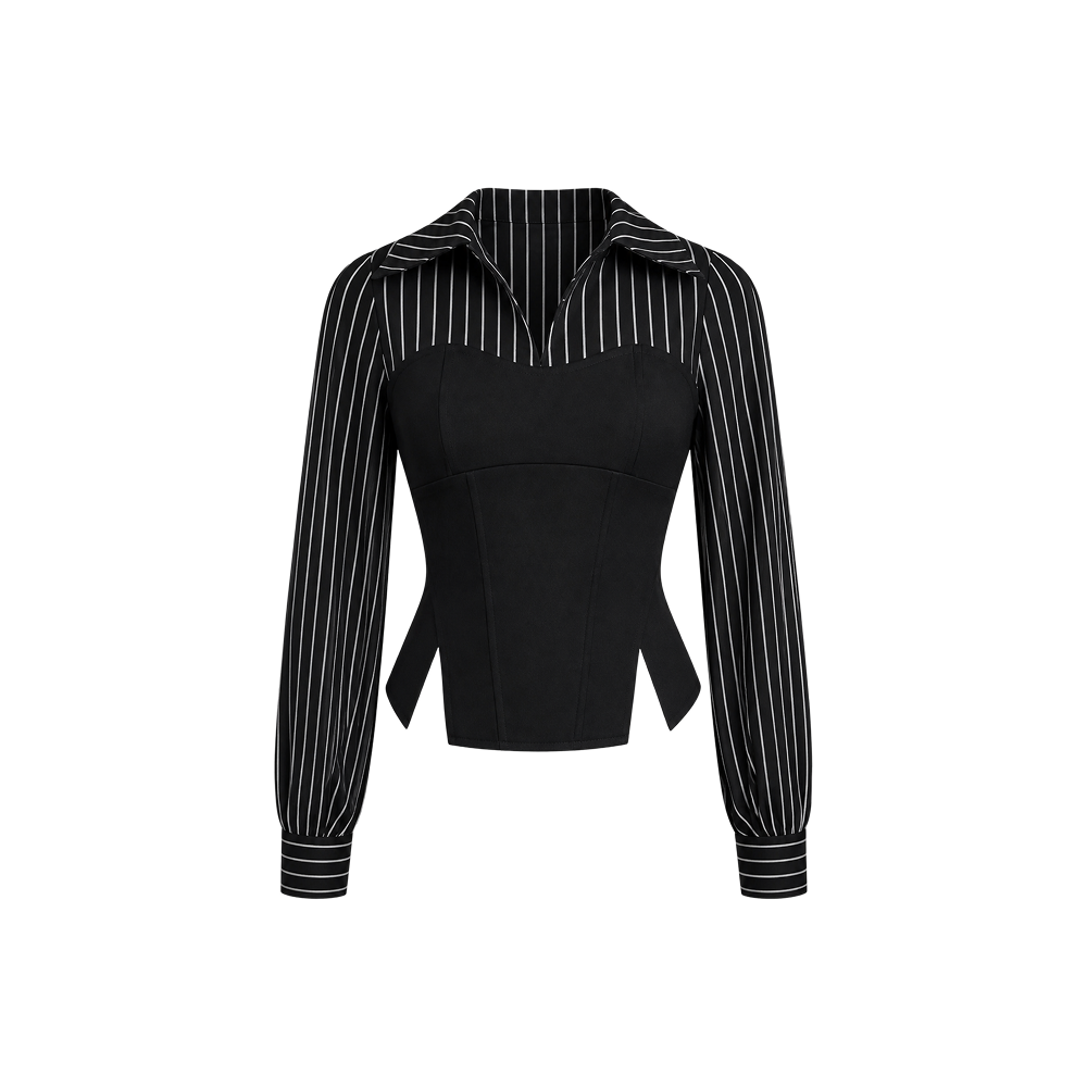 Elara Voss Varenne Corset Pinstripe Shirt