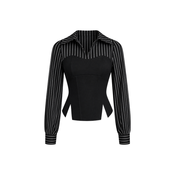 Elara Voss Varenne Corset Pinstripe Shirt