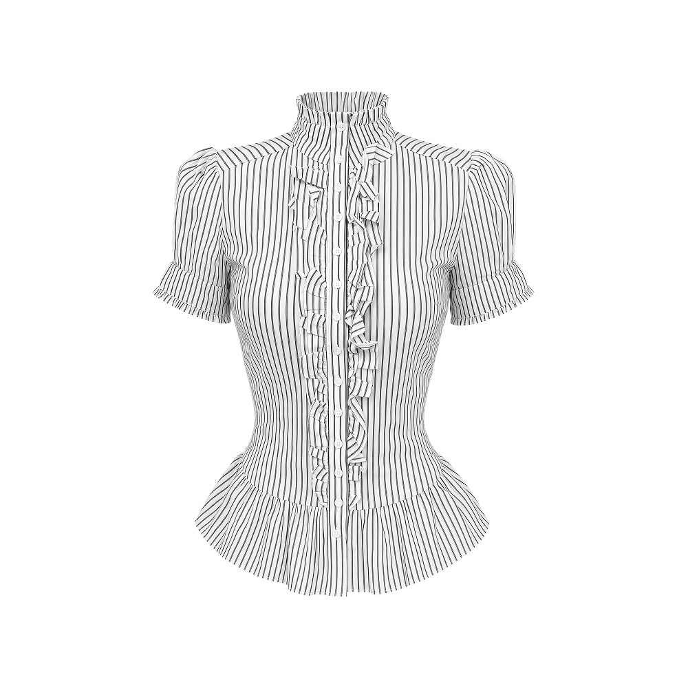 Elara Voss Celeste Ruffle Shirt